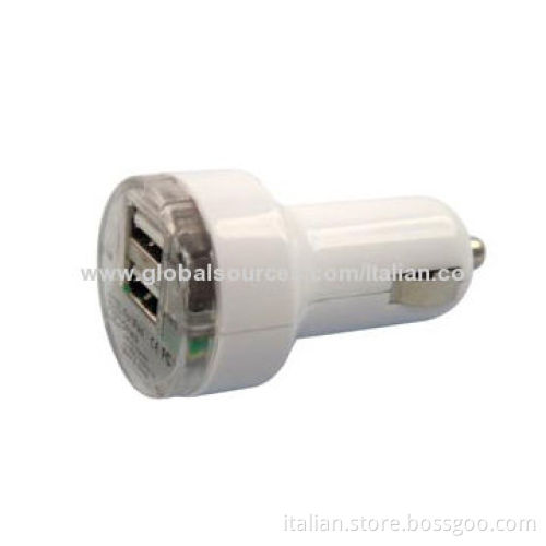 Dual Ports Car Charger with 5V/2.1A, 100-240V AC Input Voltage Range